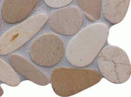 Mosaic Tile - sliced pebble cream